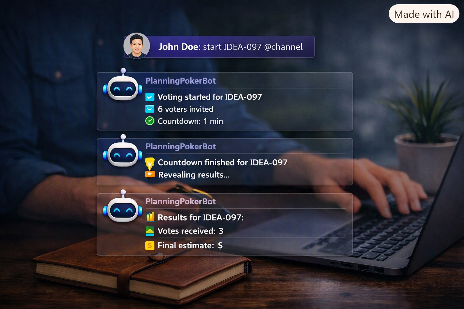 PlanningPokerBot flow showing how installation, voting, and results fit together